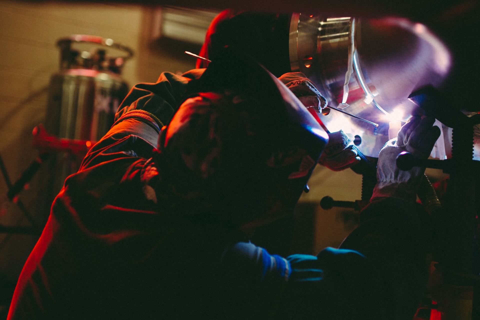 Professional welder at work